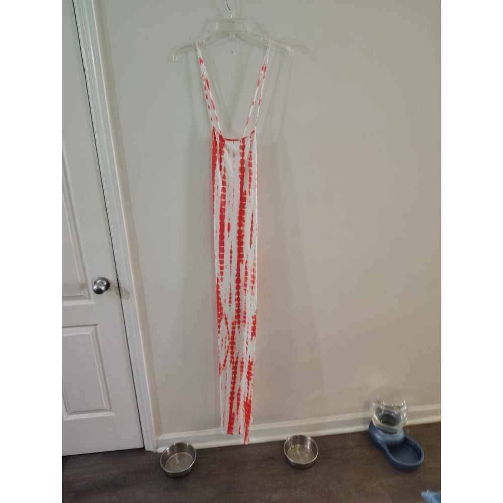 Blush Mark Womens Orange White Tie Dye Lace Up Back Maxi Dress Size M Sleeveless
